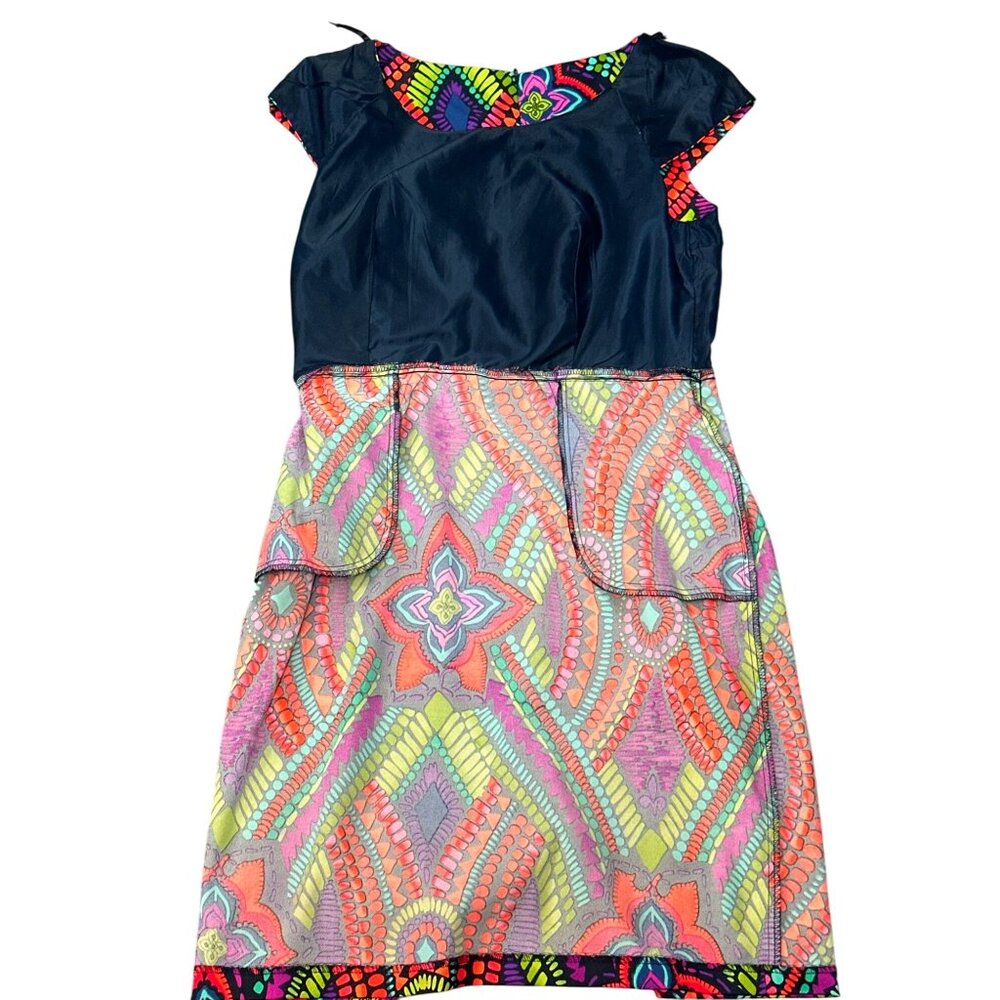 AGB Dress Multicolor Geometric Tribal Print Sheath Dress Size 12 Lined - Picture 15 of 16